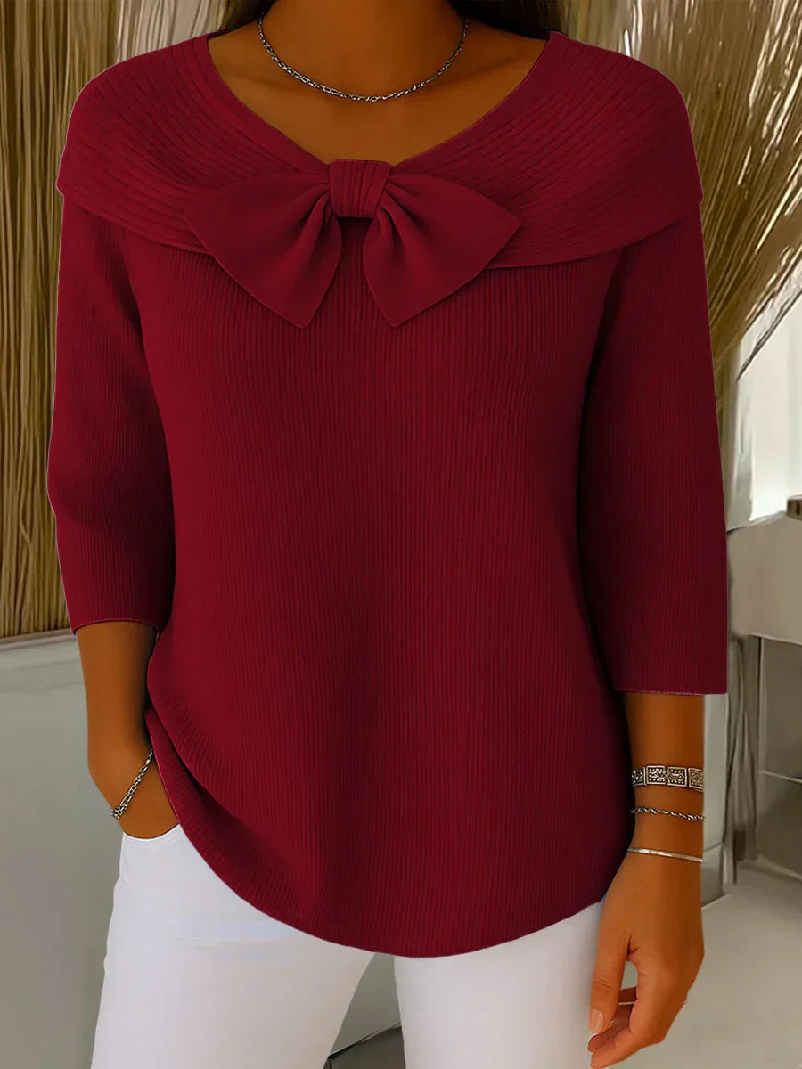 The Liriavé – Feminine Bow Knit Pullover
