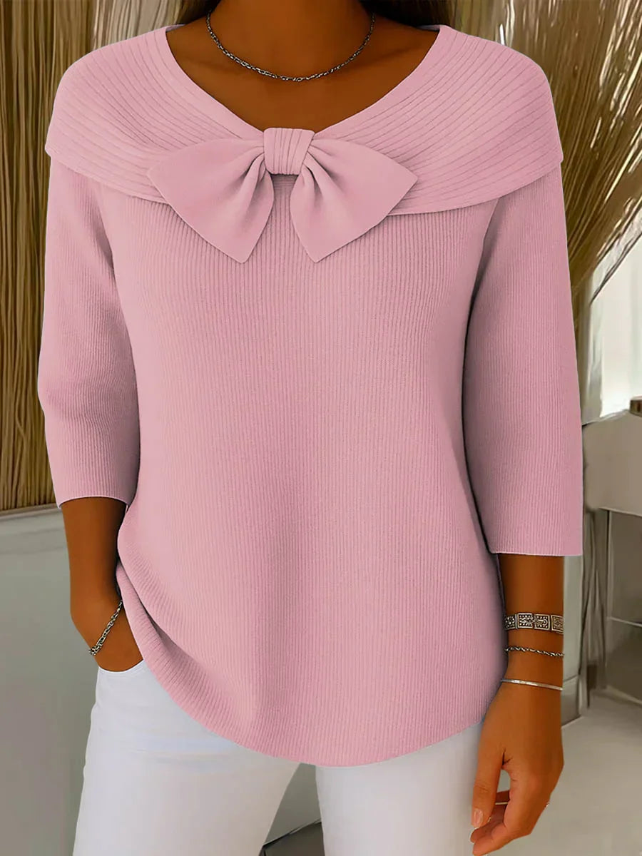 The Liriavé – Feminine Bow Knit Pullover