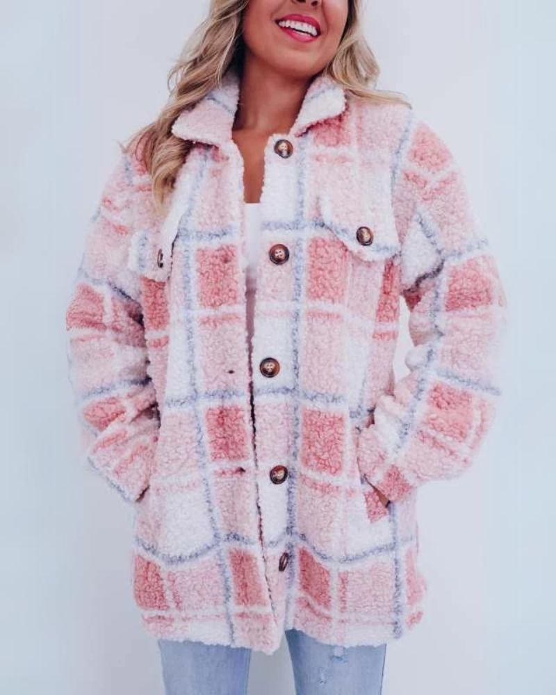 Elinara - Polar Fleece Plaid Jacket (Copy)