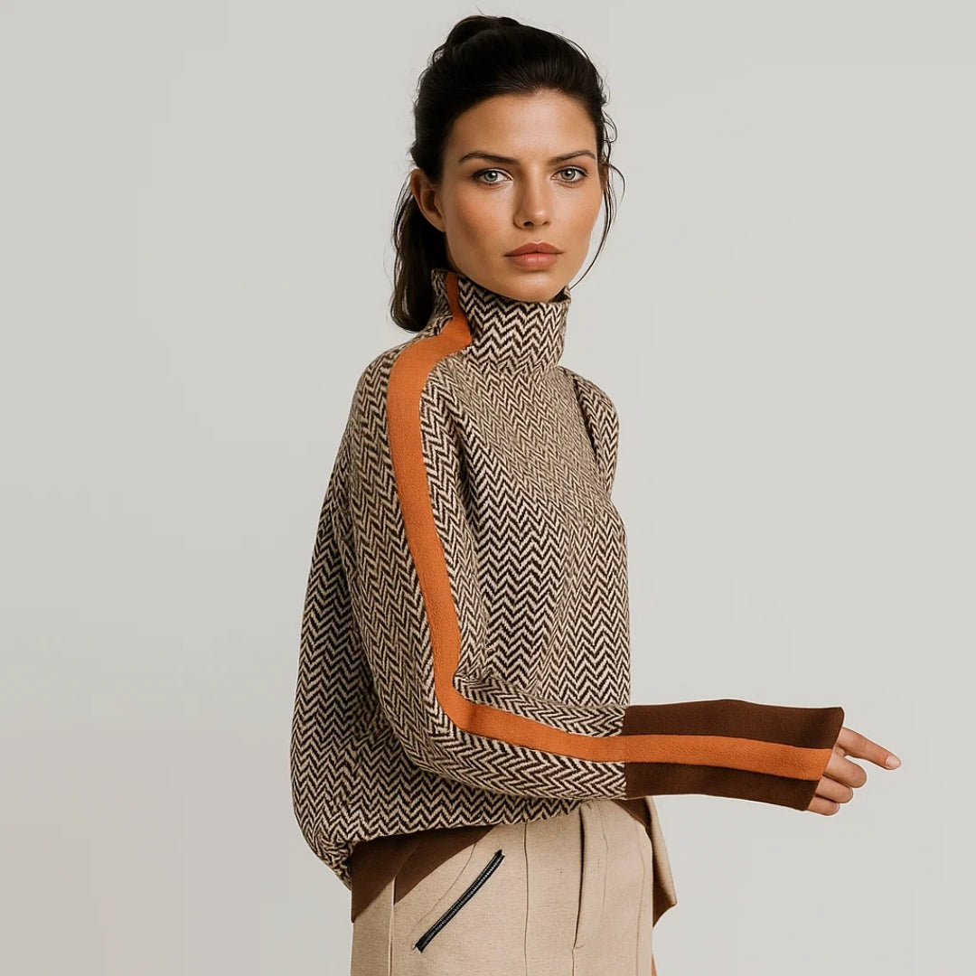 The Lénora – High-Neck Knit Sweater