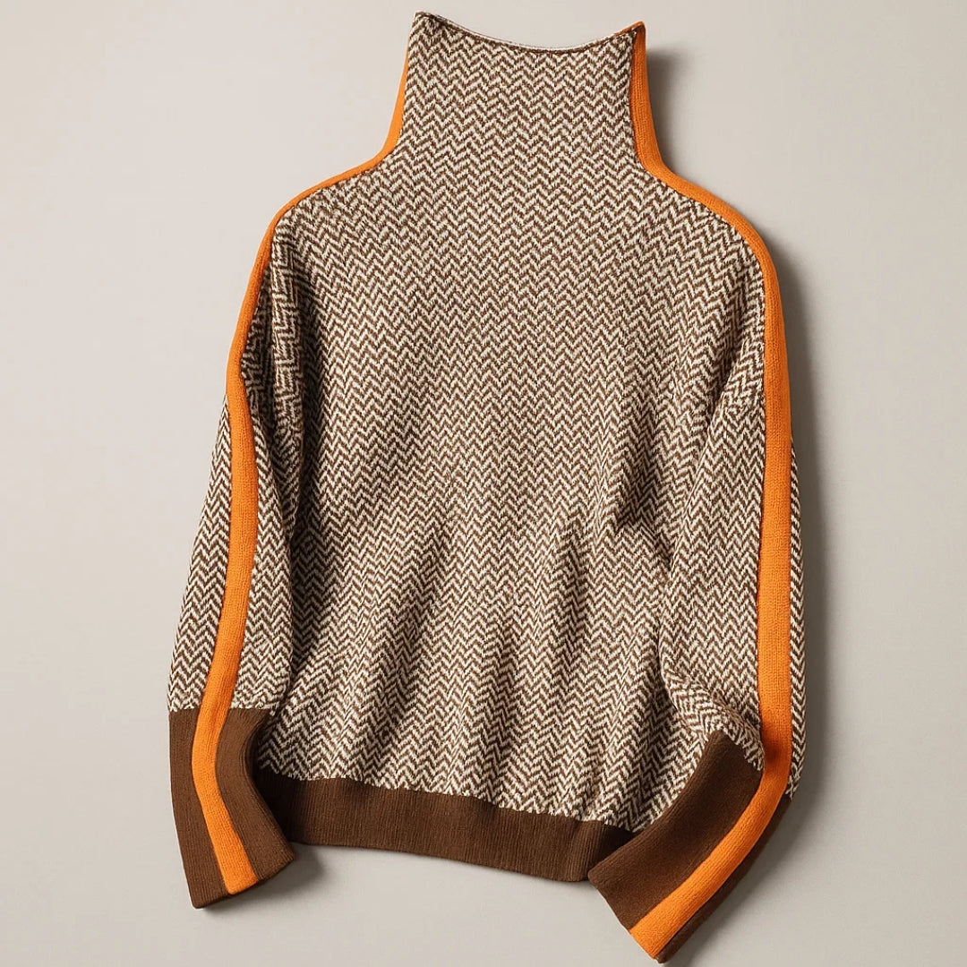 The Lénora – High-Neck Knit Sweater
