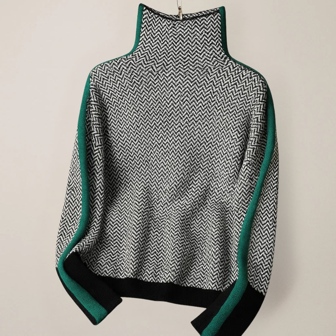 The Lénora – High-Neck Knit Sweater