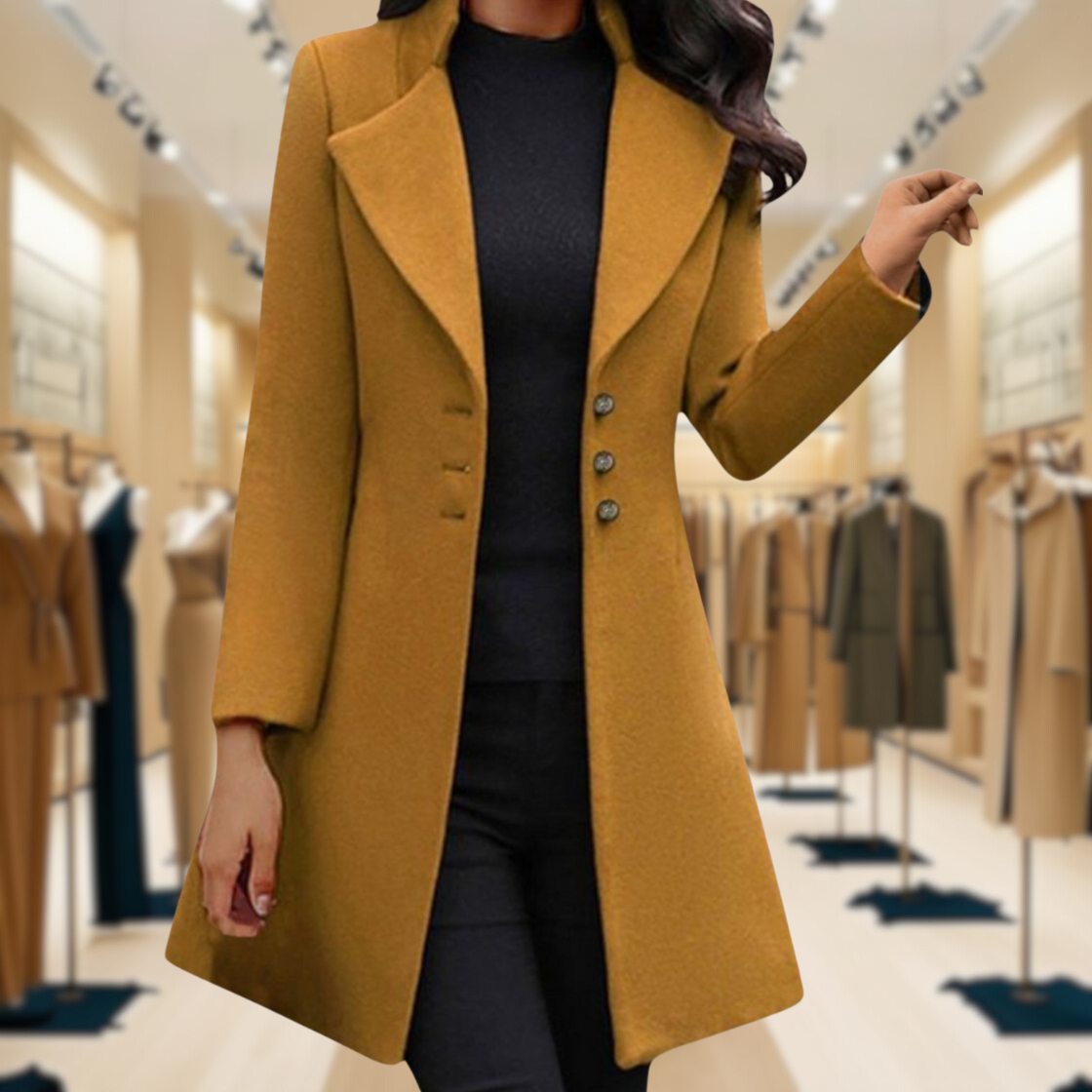 Venzi | Elegant Long-Sleeve Coat