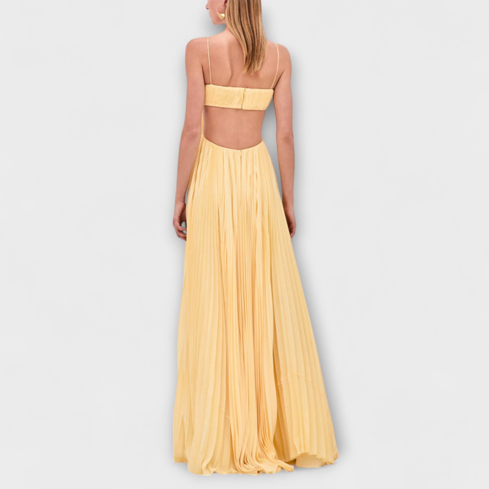 Mireille - Chic Pleated Cutout Flowing Maxi Dress