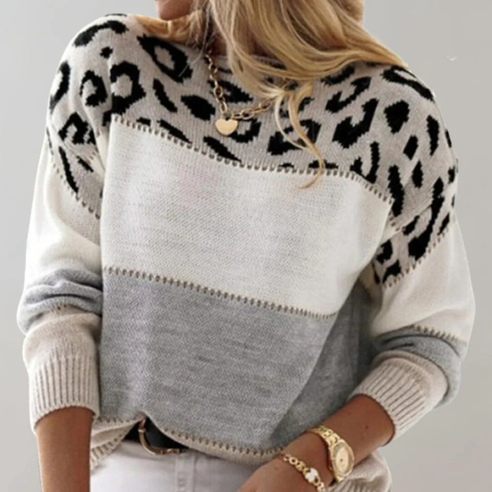 Diane | Leopard Accent Knit Sweater
