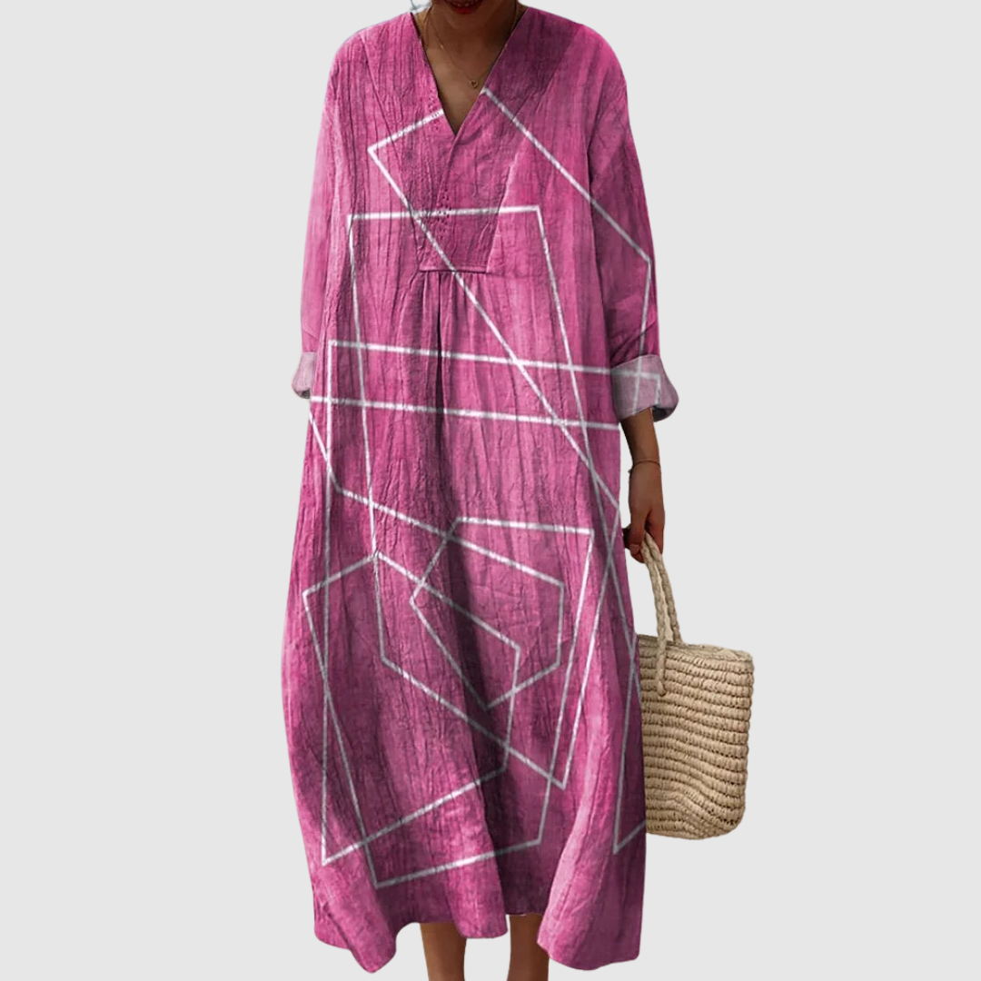Freya | Abstract Lines Relaxed Fit Maxi Dress