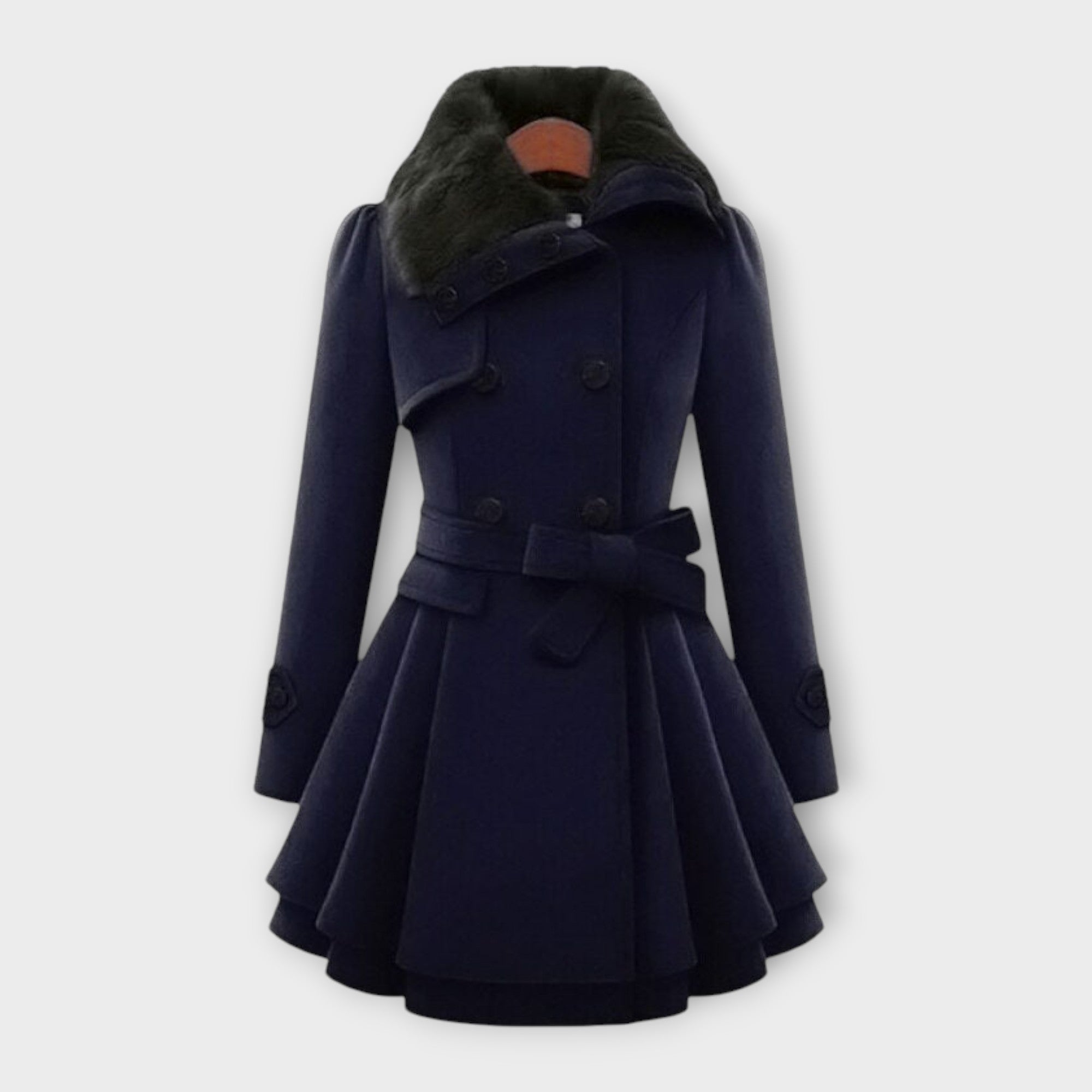 Elivara | Elegant Coat with Fur Collar