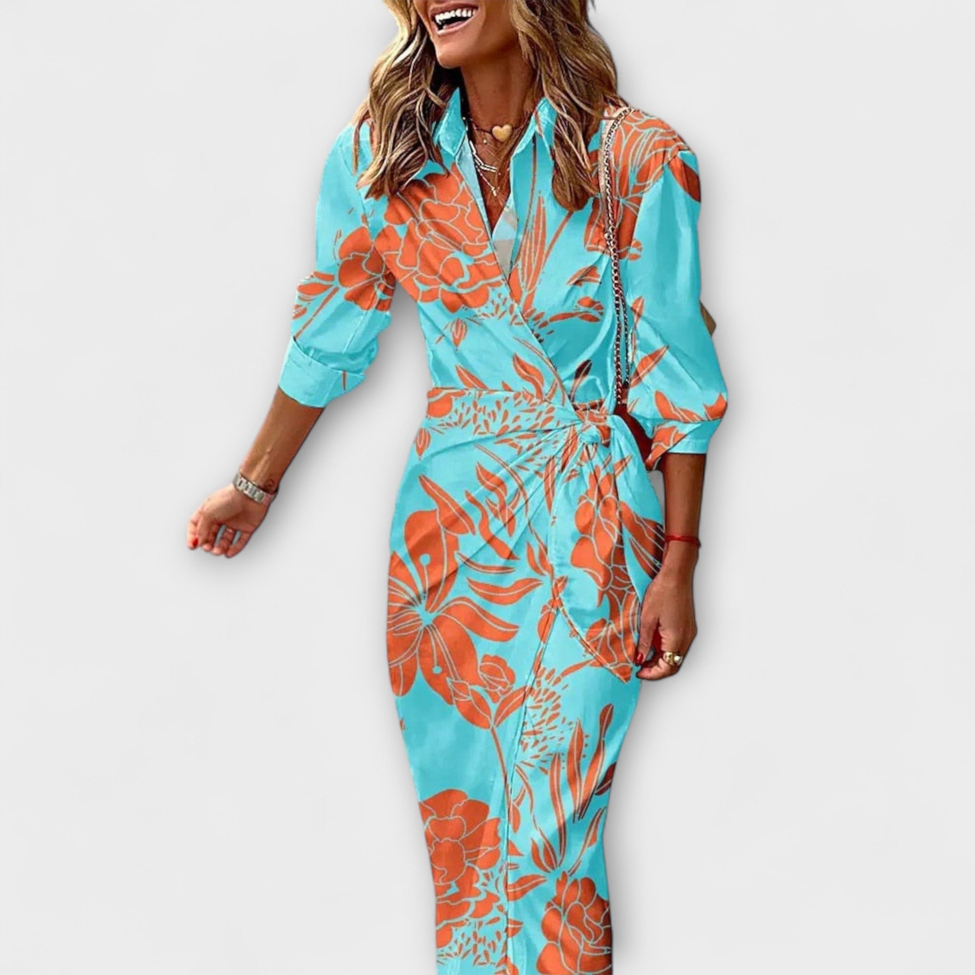 Clarissa - Striped Midi Shirt Dress