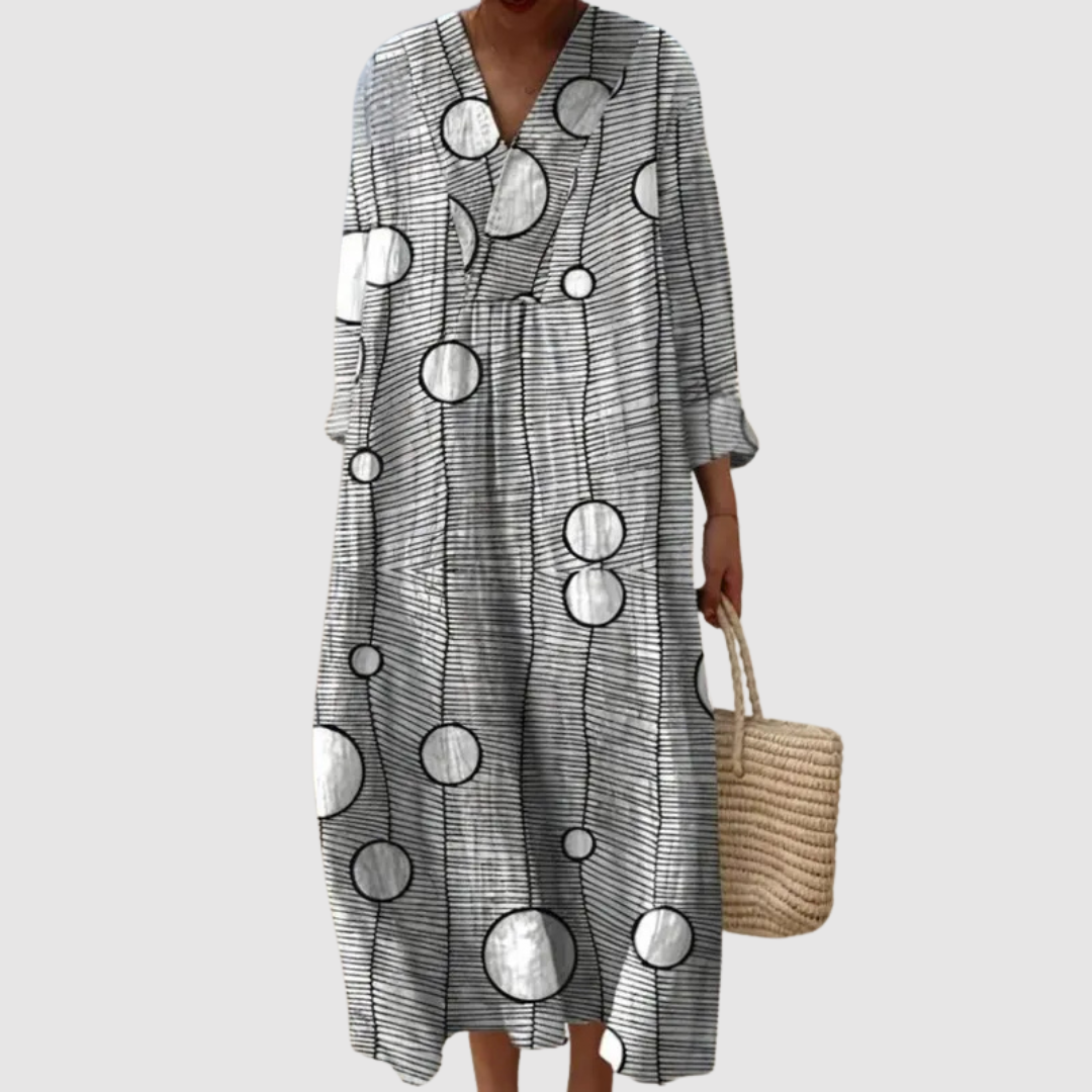 Marnie | Monochrome Orbit Print Maxi Dress