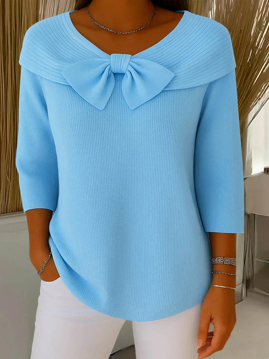 The Liriavé – Feminine Bow Knit Pullover