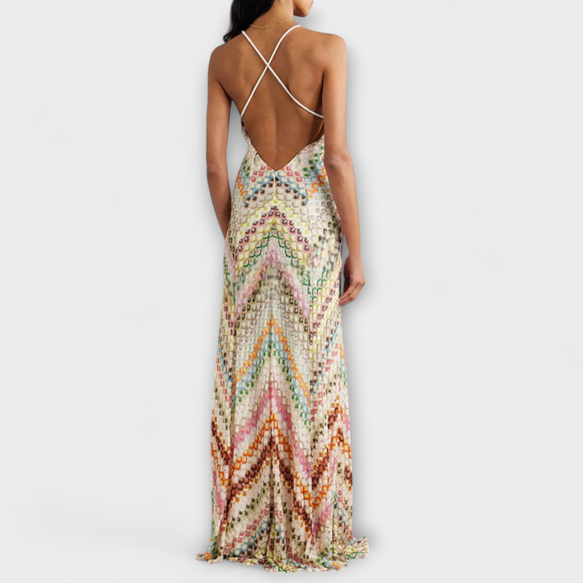 Remi - Missoni Colorful Herringbone Pattern Maxi Dress